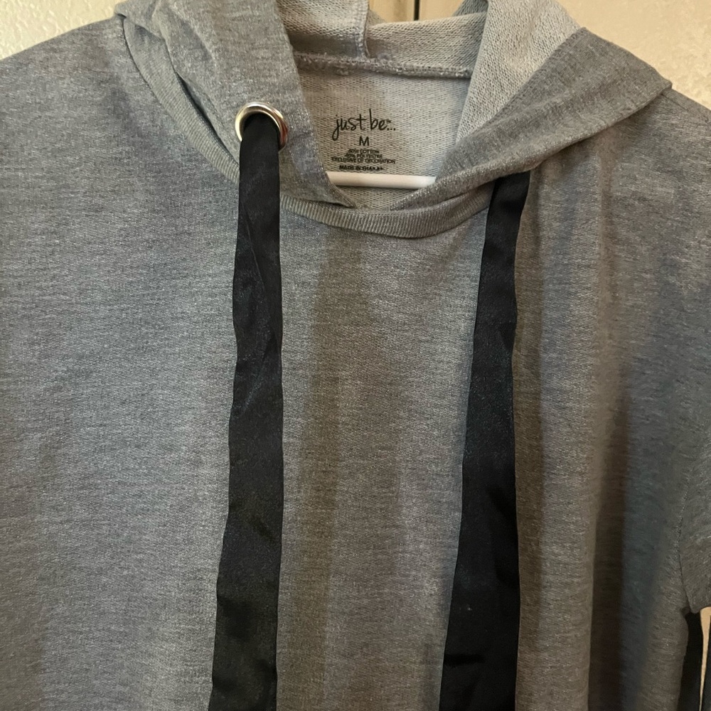 Just Be Heather Gray Hoodie with Black Accents